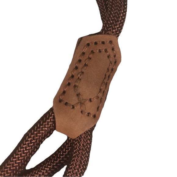 Brown Dog Leash Pet Heavy Duty Vegan Leather Detail Silver Tone Slide Latch Hook - Picture 4 of 5